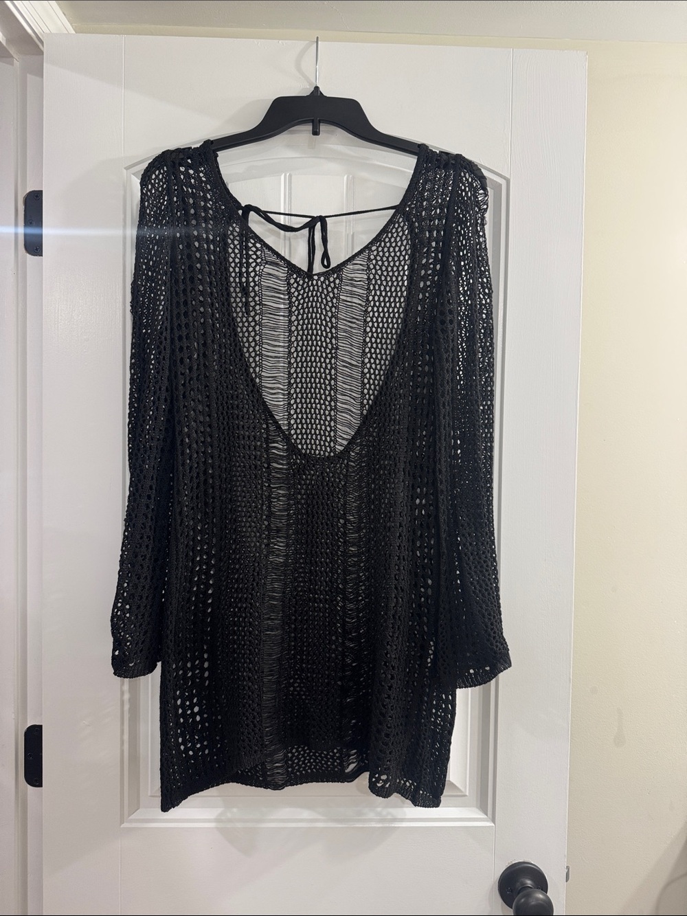 Black Crochet Swim Cover-Up Tunic